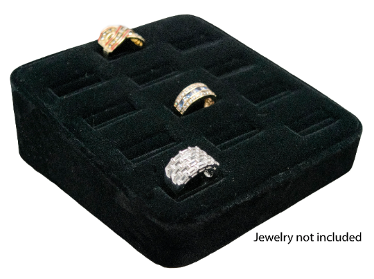 Novel Box™ 12 Slot Ring/Cufflink Tray Stand Holder Jewelry Display 5.75X5X2" In Black