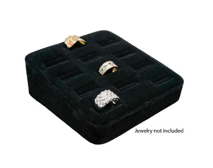 Novel Box™ 12 Slot Ring/Cufflink Tray Stand Holder Jewelry Display 5.75X5X2" In Black