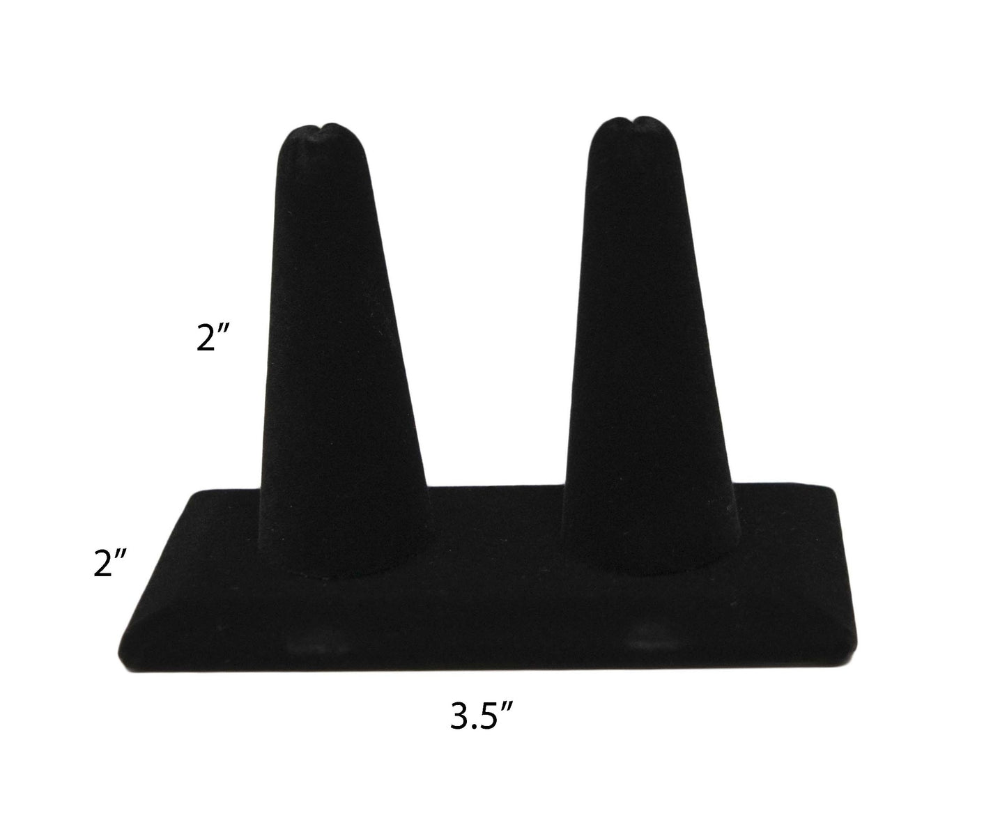 2 Finger Ring Stand Holder Jewelry Display In Black Velvet