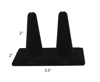 2 Finger Ring Stand Holder Jewelry Display In Black Velvet