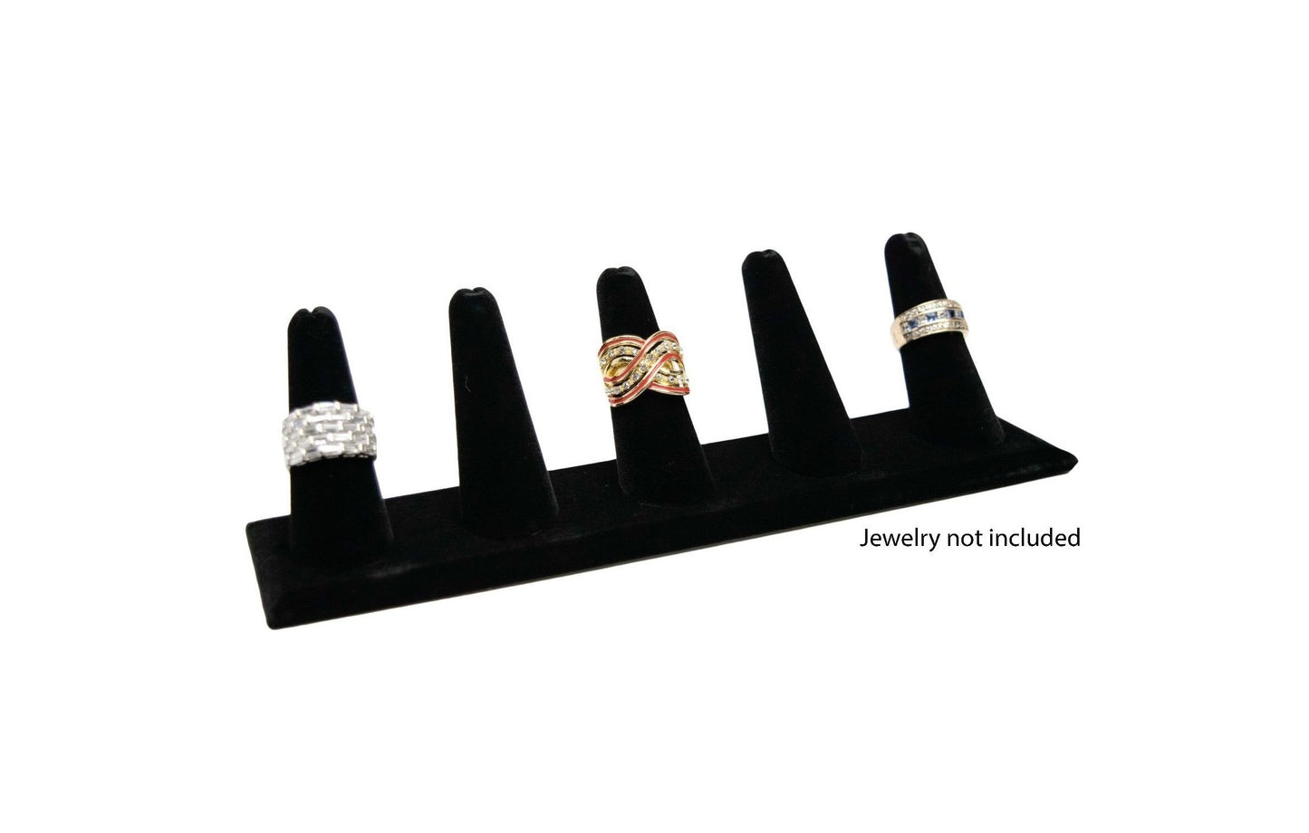 5 Finger Black Velvet Ring Stand Holder Jewelry Display