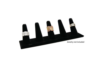 5 Finger Black Velvet Ring Stand Holder Jewelry Display
