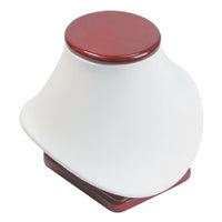 Red Rosewood & White Leatherette Necklace Display Bust
