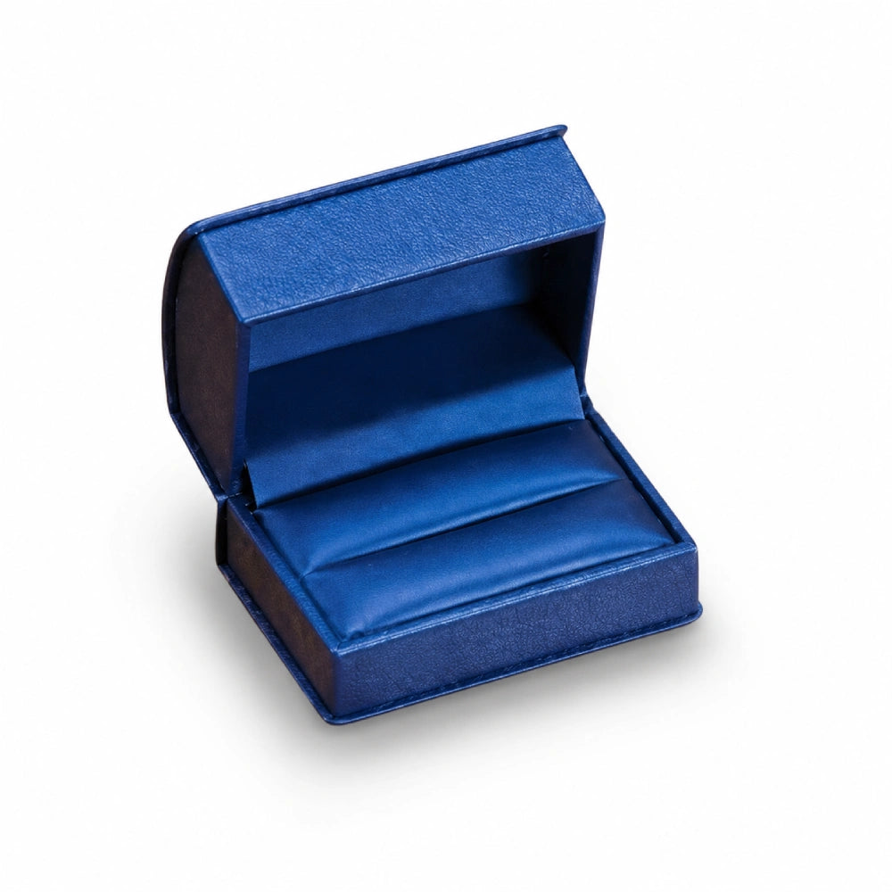 Navy blue Leatherette Roll Top Double Ring Box