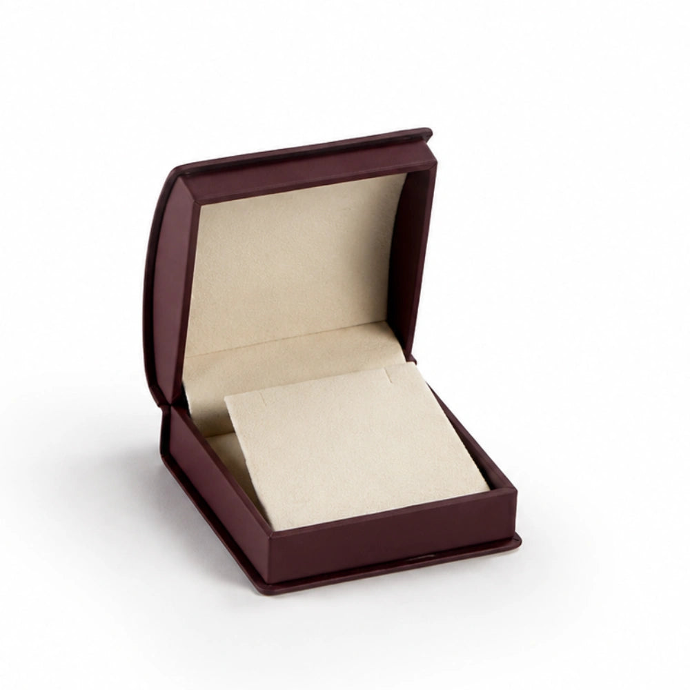 Burgundy Leatherette Roll Top Medium Earring/Pendant Box