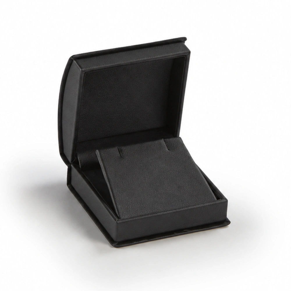 Black Leatherette Roll Top Medium Earring/Pendant Box