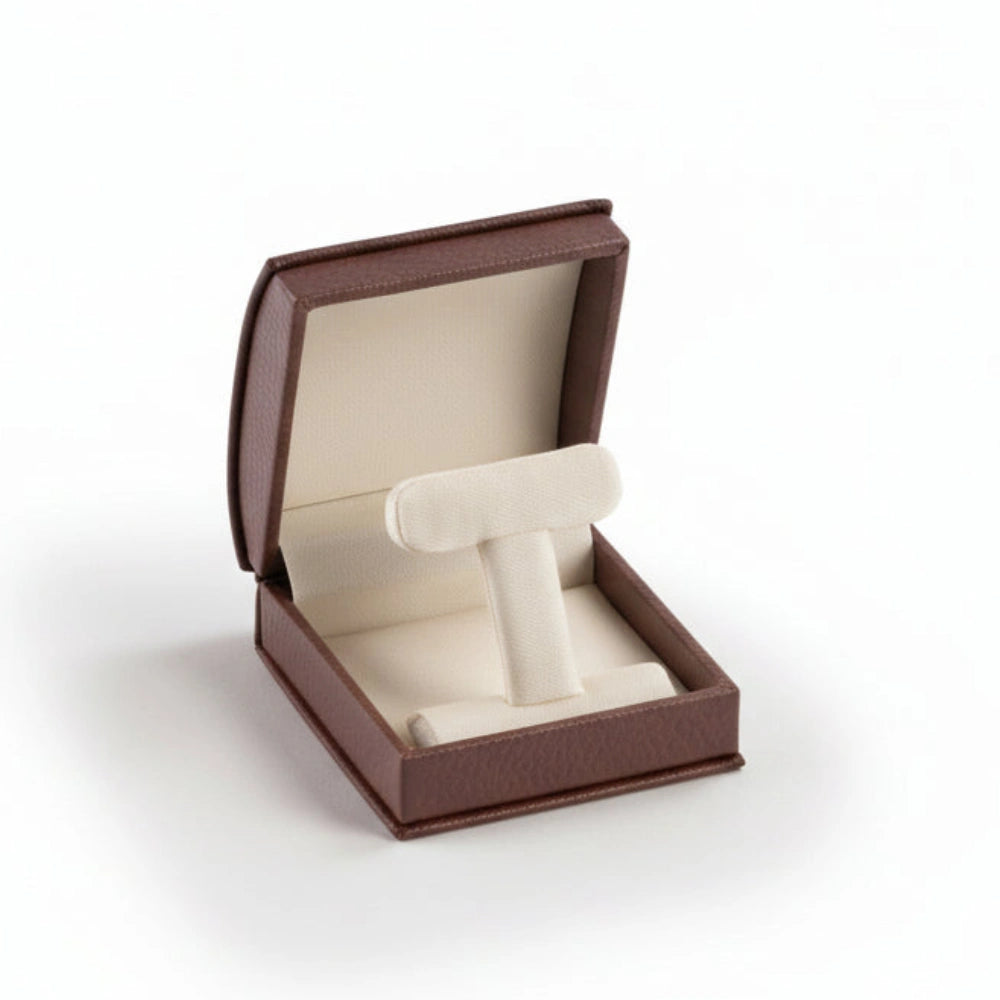 Burgundy Leatherette Roll Top Medium Earring Tree Box