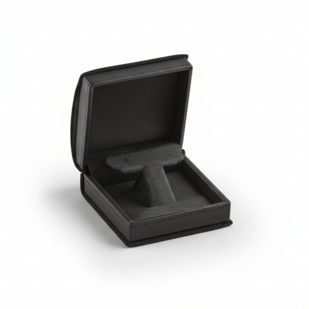 Black Leatherette Roll Top Medium Earring Tree Box