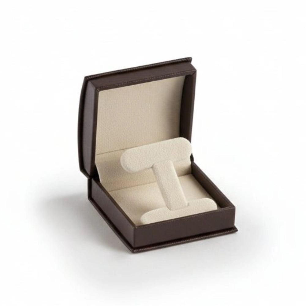 Chocolate Leatherette Roll Top Medium Earring Tree Box