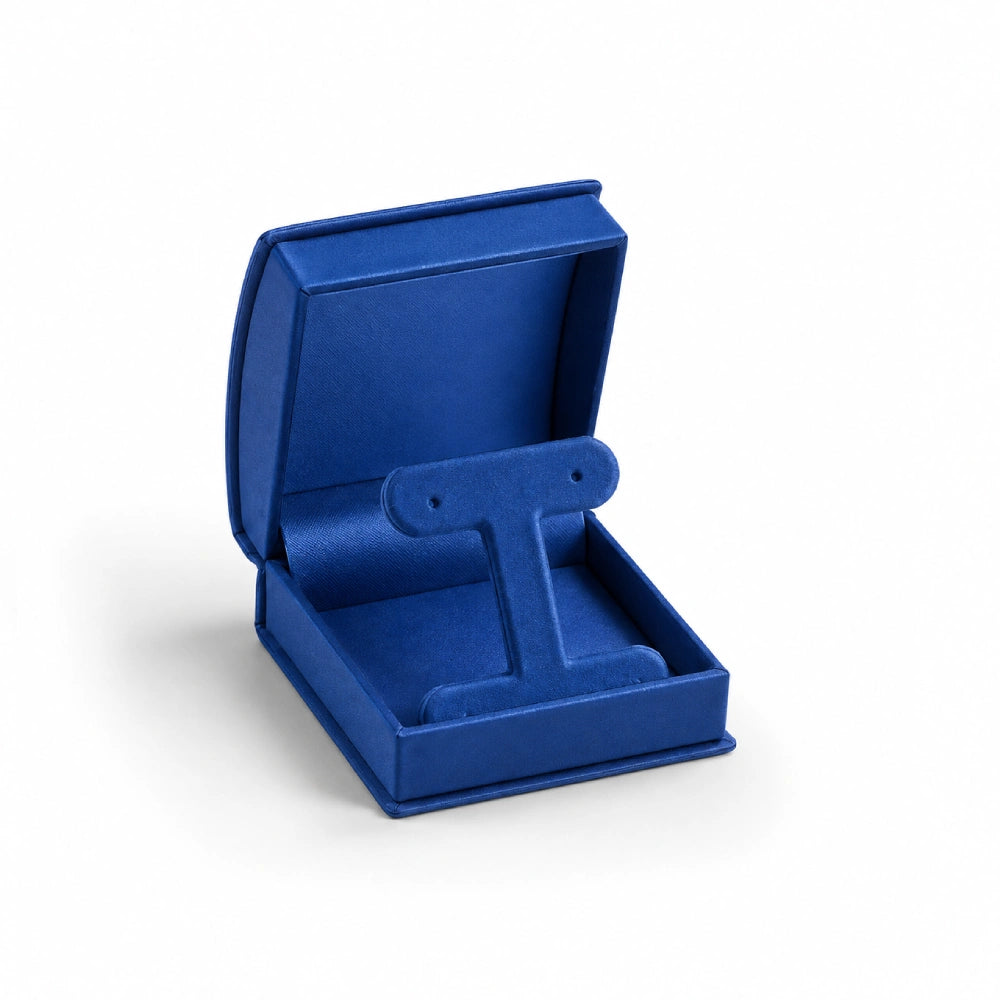 Navy blue Leatherette Roll Top Medium Earring Tree Box