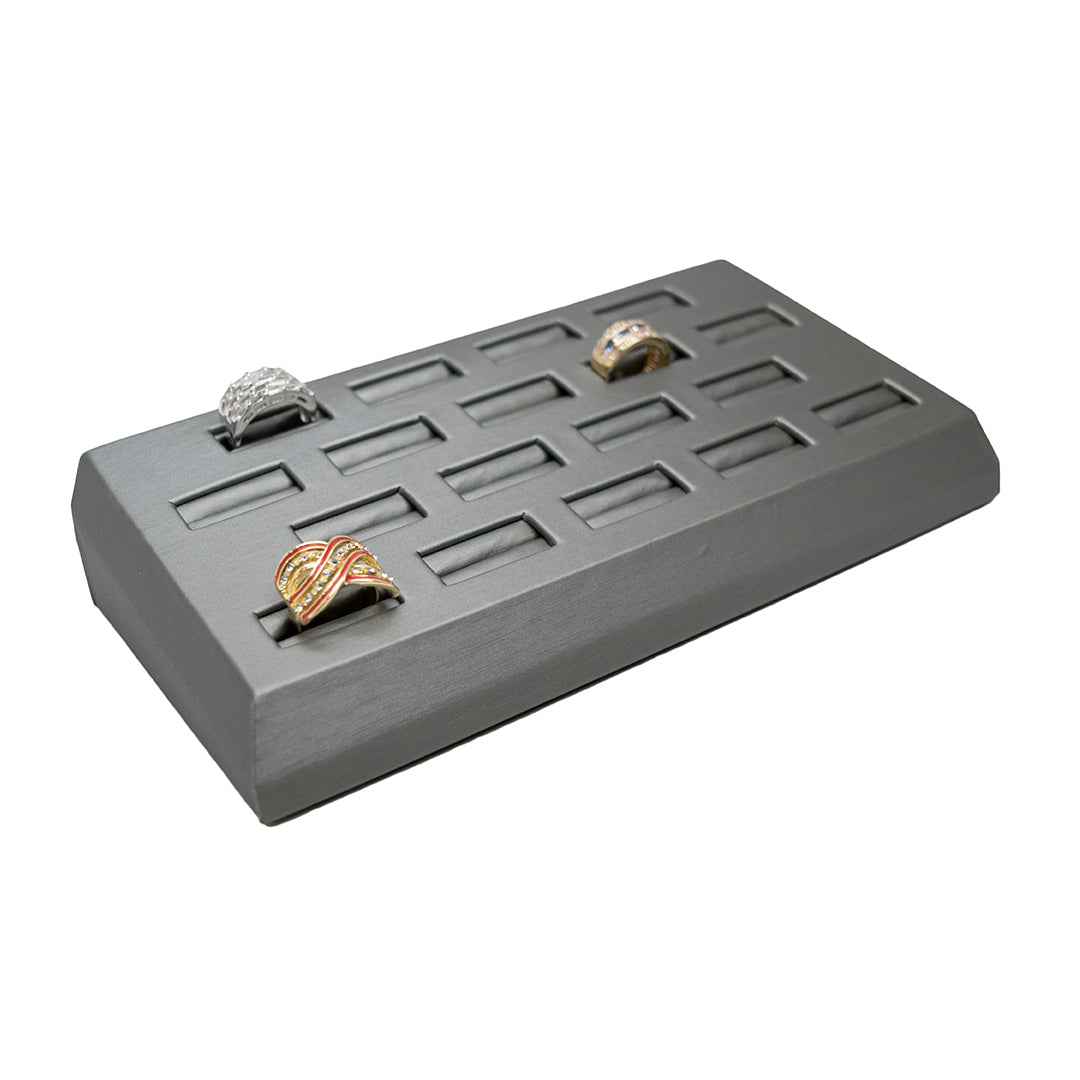 18 Slot Steel Gray Ring/Cufflink Jewelry Tray Display