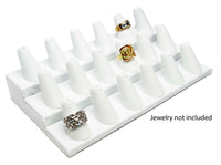 18 Finger White Leatherette Ring Stand Holder Jewelry Display