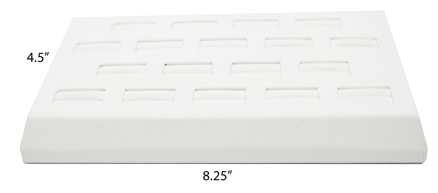 18 Slot White Leatherette Ring/Cufflink Jewelry Tray Display