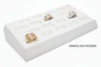 18 Slot White Leatherette Ring/Cufflink Jewelry Tray Display