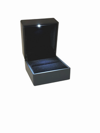 Opened Black Soft Touch LED Ring Box