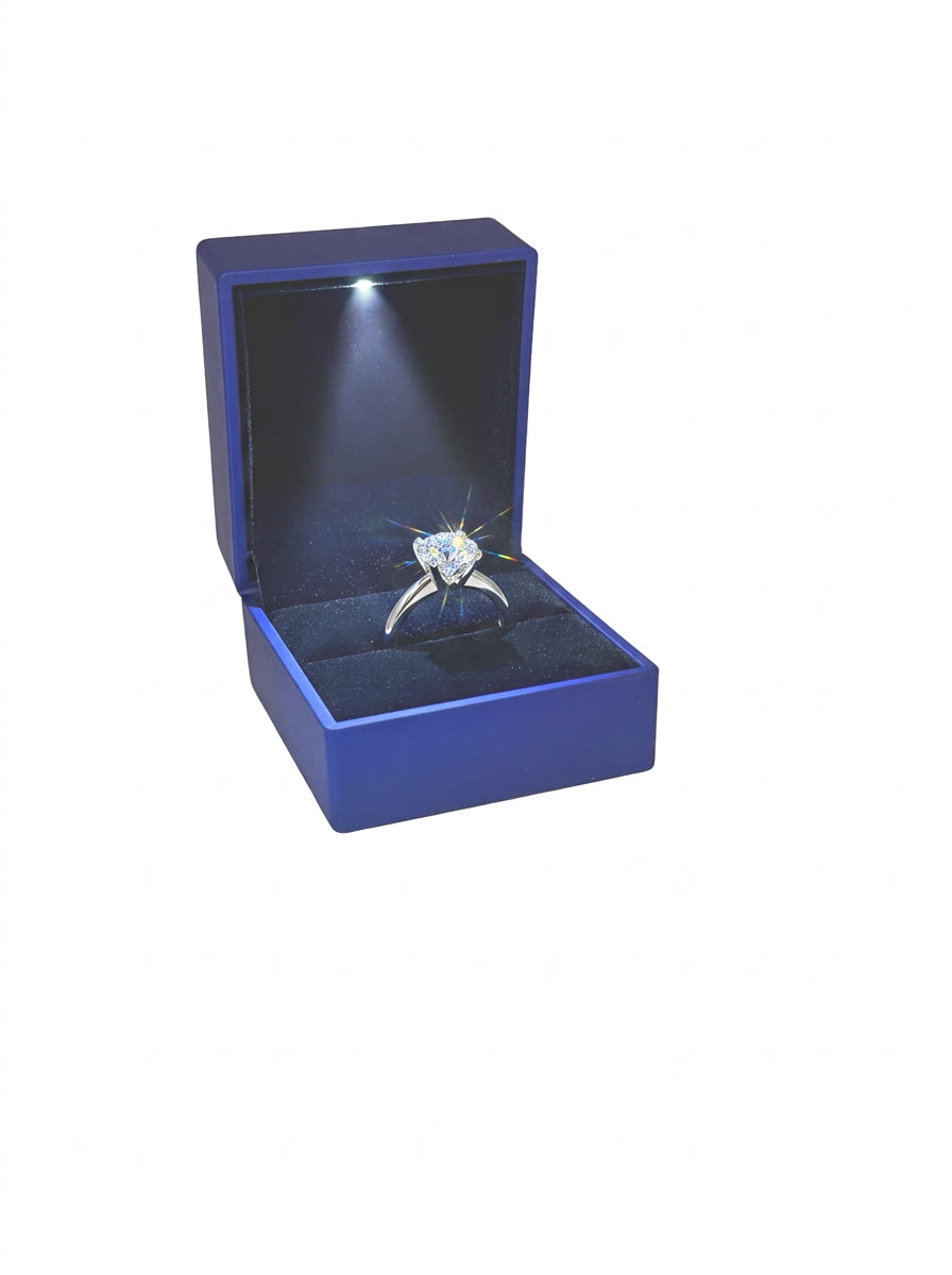 Blue Leatherette LED Ring Box