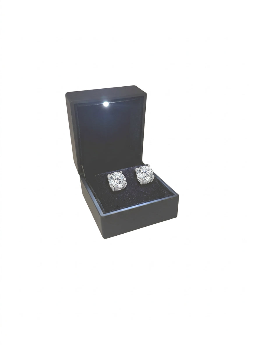 Black Leatherette LED Earring Box
