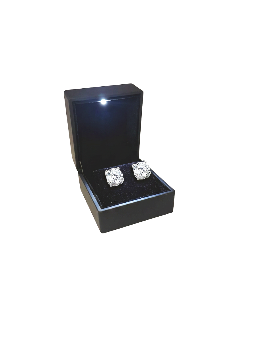 Black Opened Soft Touch LED Earring Box