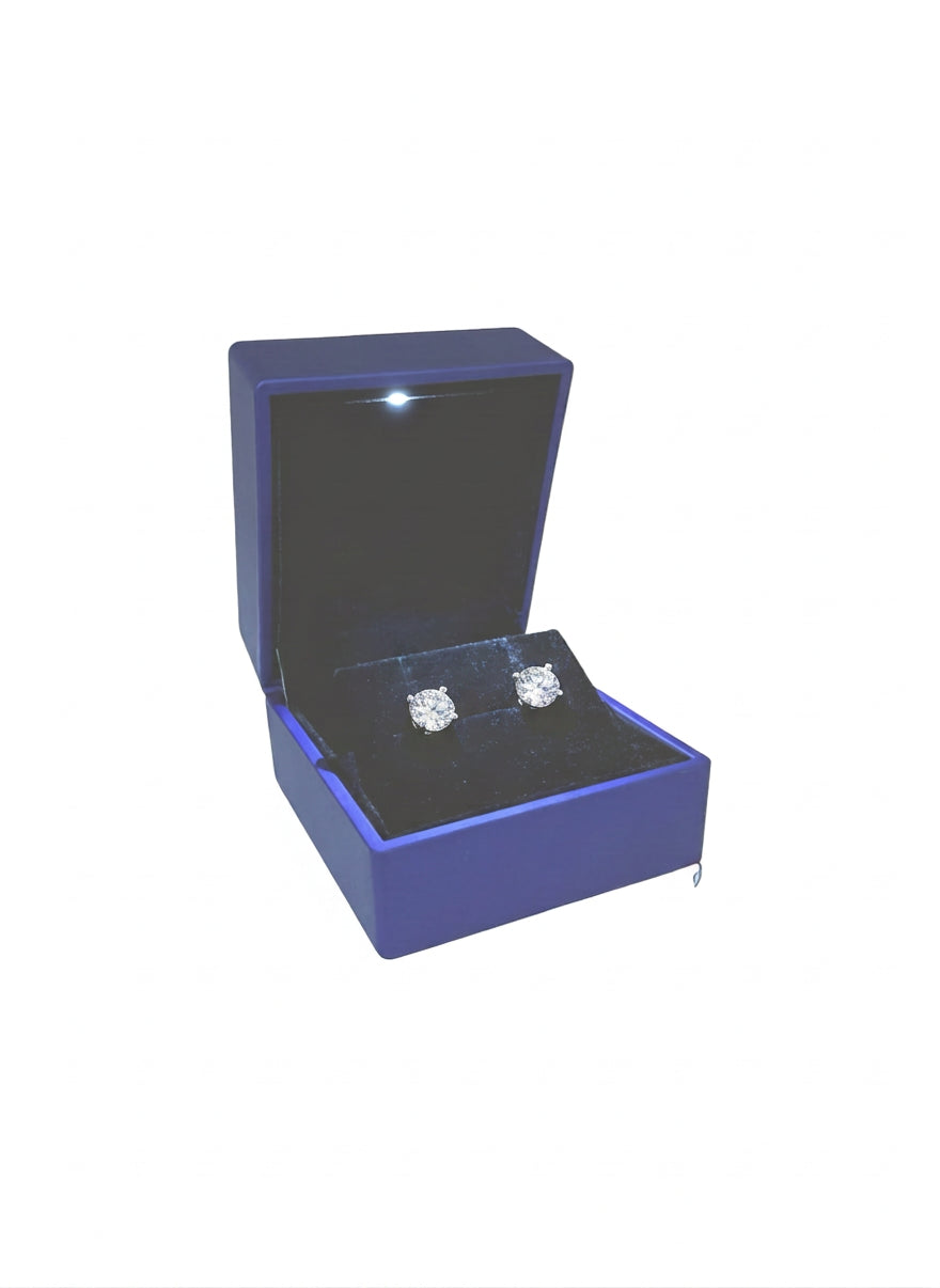 Blue Leatherette LED Earring Box