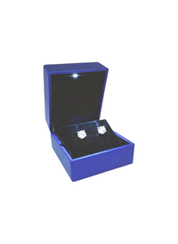 Blue Opened Soft Touch LED Earring Box