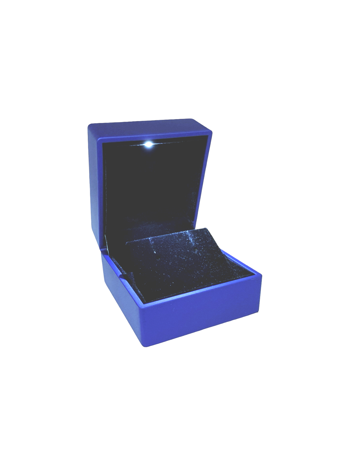 Blue Opened Soft Touch LED Earring Box
