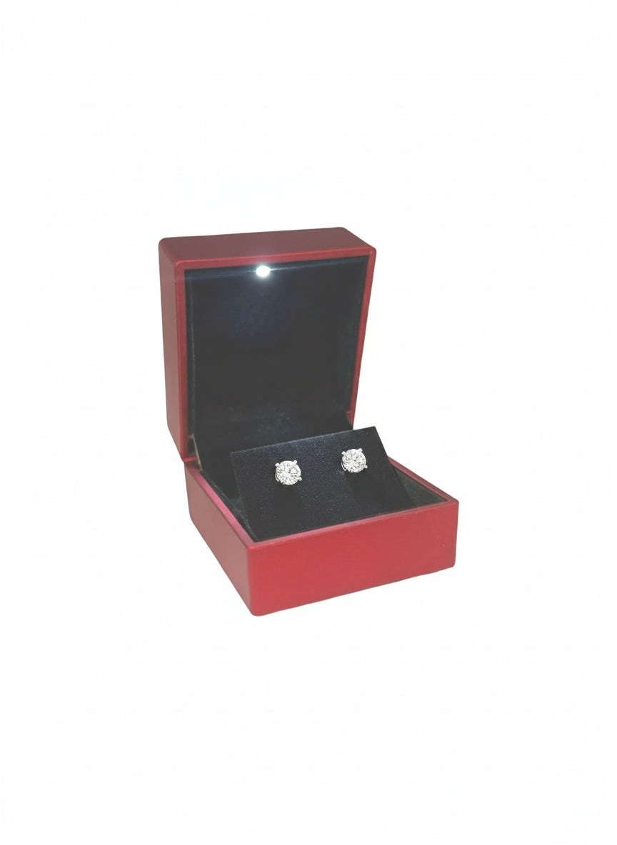 Red Opened Soft Touch LED Earring Box