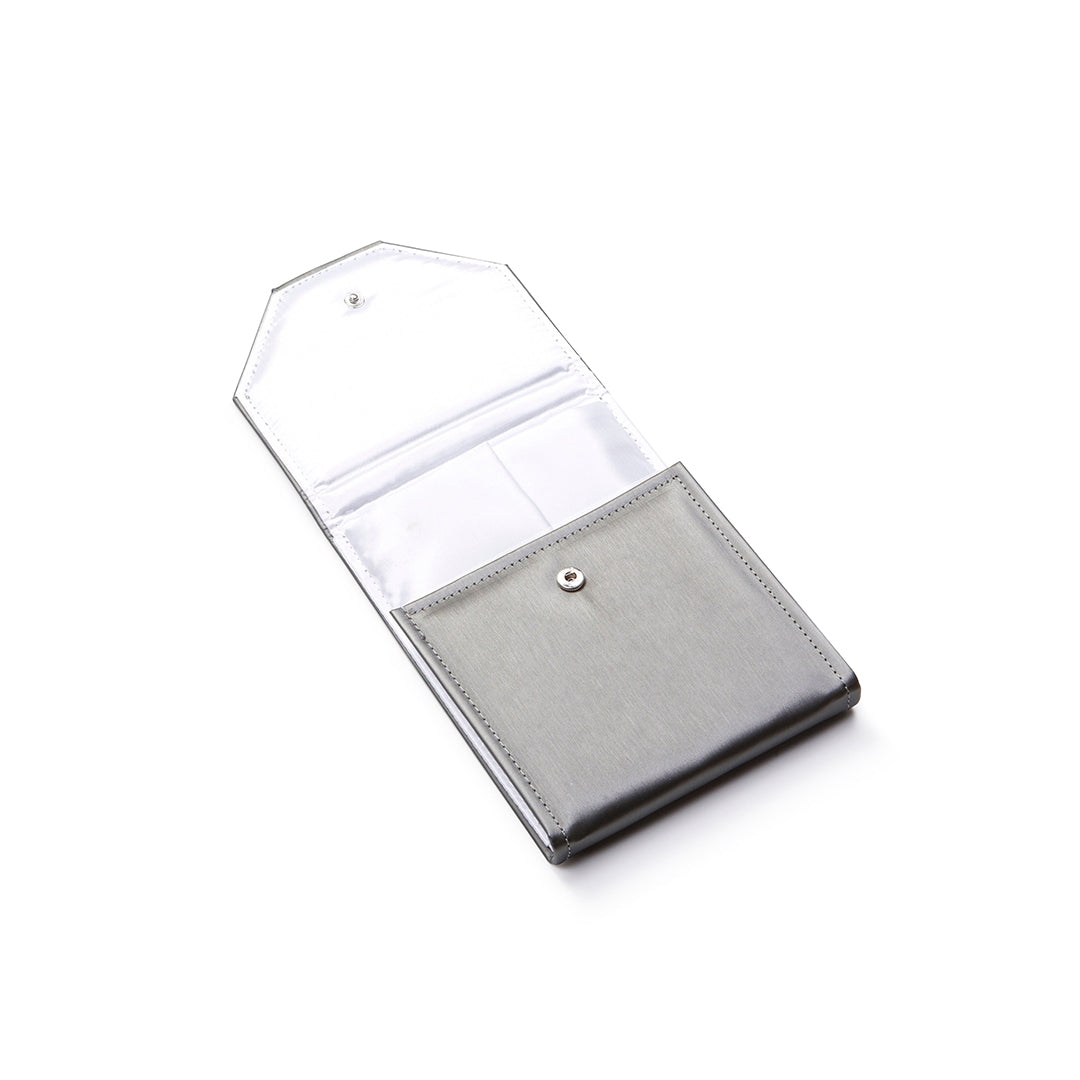 Silver Gray Leatherette Small Pearl Folders