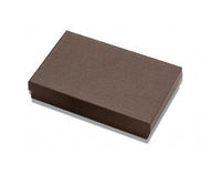 A chocolate kraft paper box with a cotton filled interior, presented on a plain background.