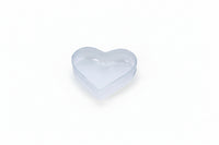 Clear heart-shaped plastic box 