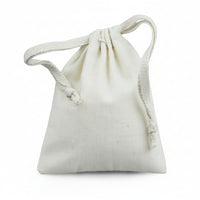 A small beige cotton drawstring bag.