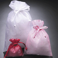 Drawstring Favor Bag with Flocked Hearts – Novel Box