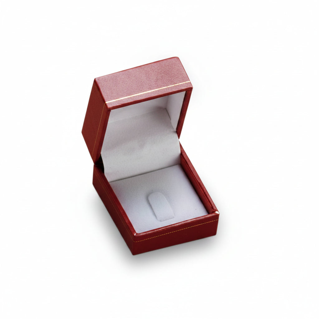 Red Leatherette with Gold Rim Ring Clip Box