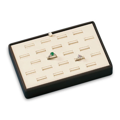 Chocolate/Beige Leatherette 22 Slot Ring Tray