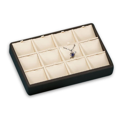 Chocolate/Beige Leatherette 12 Pendant Tray