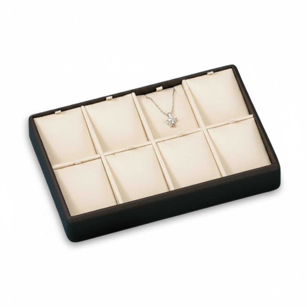 Chocolate/ Beige Leatherette 8 Pendant Tray