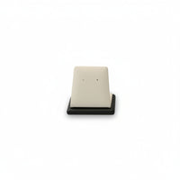 A chocolate/beige leatherette short pendant stand designed to hold a pendant for display.