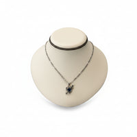 A beige and brown leatherette neckform displaying a necklace, designed for organizing and presenting jewelry.