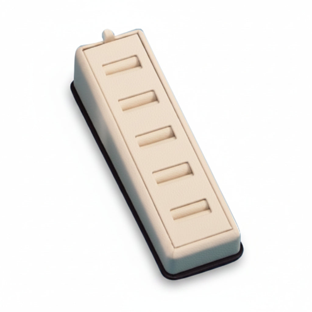 Chocolate/Beige Leatherette 5 Slot Ring Tray