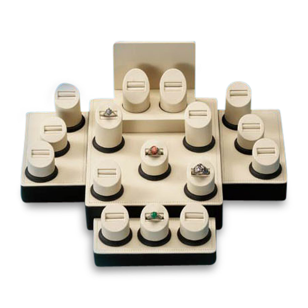 Chocolate/Beige Leatherette Showcase Display Set