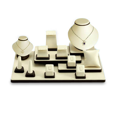 Chocolate/Beige Leatherette Showcase Display Set