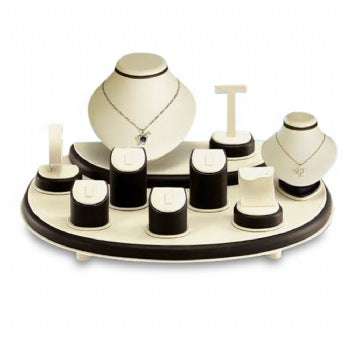 Chocolate/Beige Leatherette Showcase Display Set
