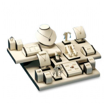 Chocolate/Beige Leatherette Showcase Display Set