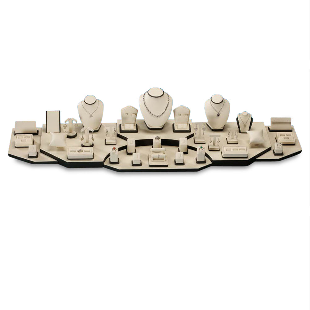 6' Chocolate/Beige Leatherette Showcase Display Set