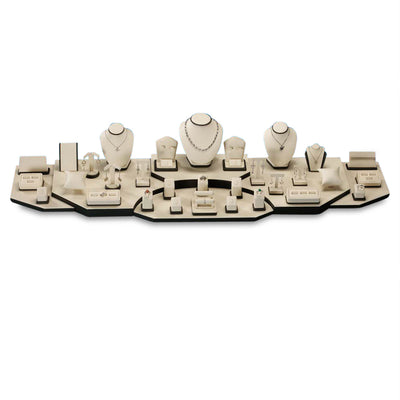 6' Chocolate/Beige Leatherette Showcase Display Set