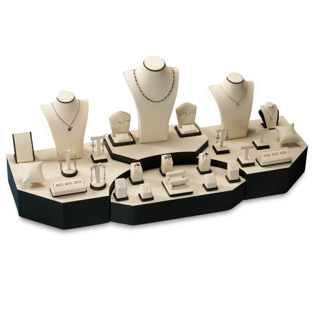 Chocolate/Beige Leatherette Showcase Display Set