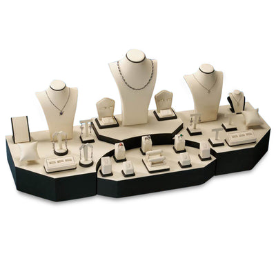 Chocolate/Beige Leatherette Showcase Display Set