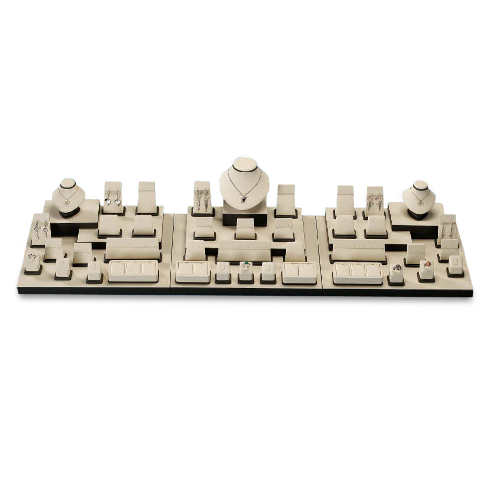 Chocolate/Beige Leatherette Showcase Display Set
