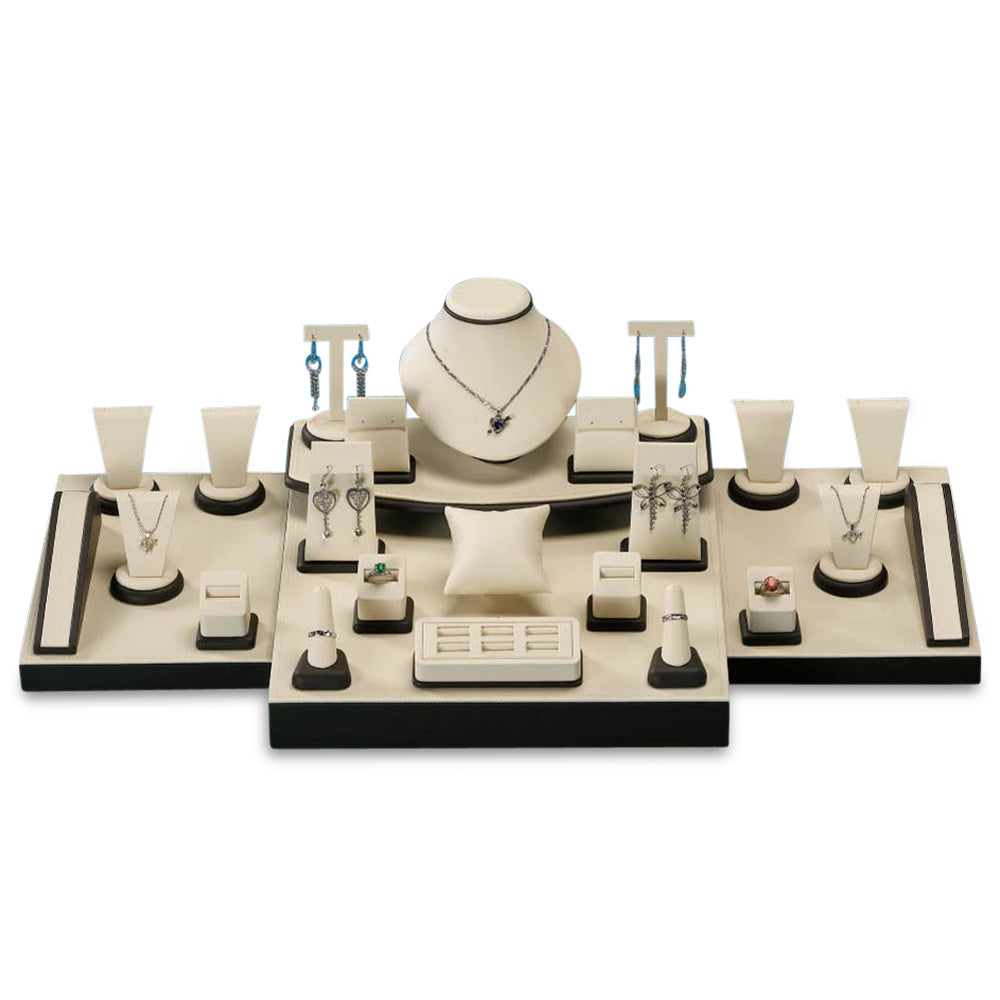 Chocolate/Beige Leatherette Showcase Display Set