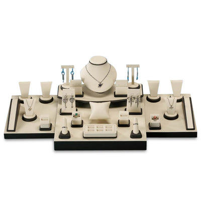 Chocolate/Beige Leatherette Showcase Display Set