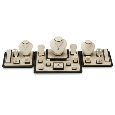 Chocolate/Beige Leatherette Showcase Display Set